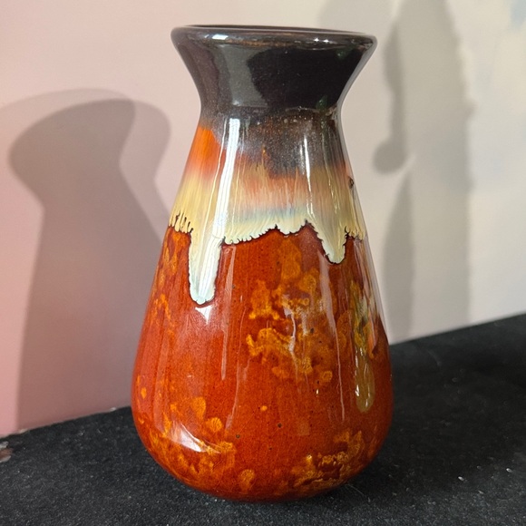 Other - Art pottery vase with brown drip glaze